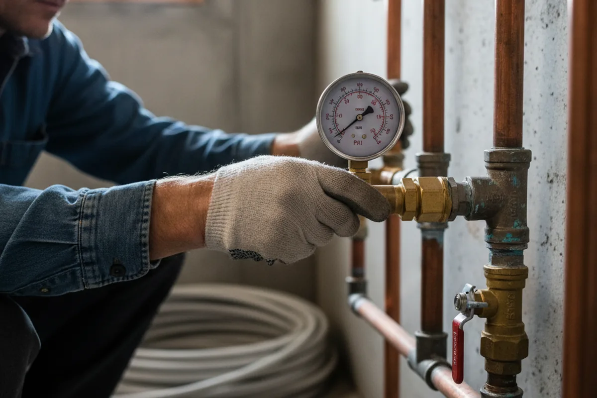 Pressure testing a repaired line during Water Line Repair in Sachse